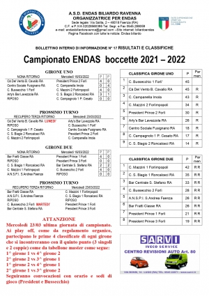 Bollettino n.18 Campionati 2021-2022 e Referti