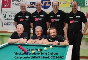 Cà del Vento vince lo scudetto del Campionato ENDAS Serie C girone 1 2021-2022