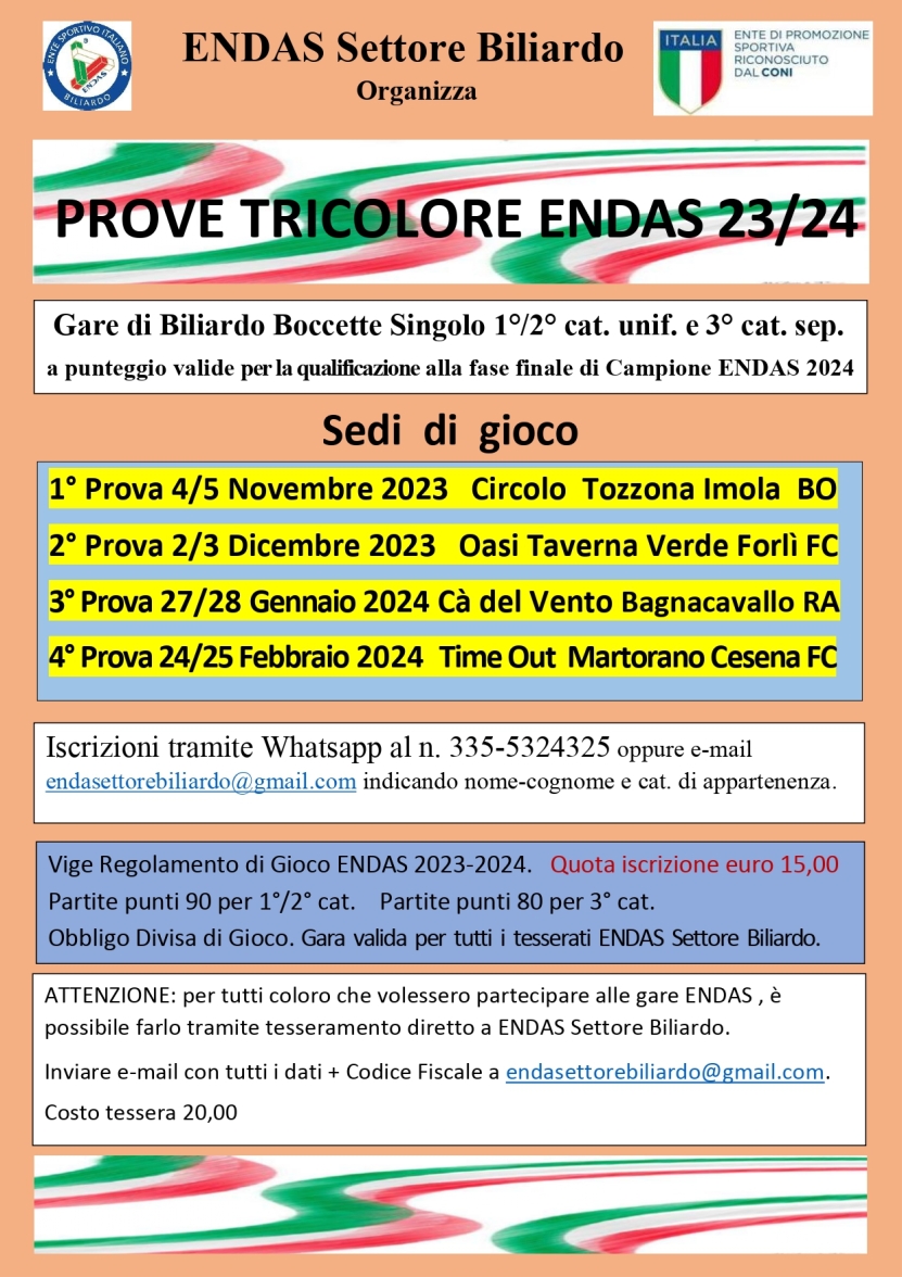 GARE TRICOLORI ENDAS 2023 2024 X SITO