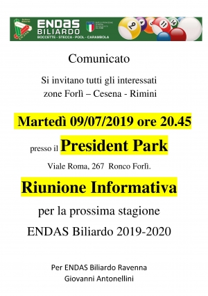 Riunione Informativa per stagione 2019-2020 zona Forlì-Cesena-Rimini