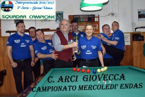 Circolo Arci Giovecca vince scudetto del Campionato 1^ serie mercoledì