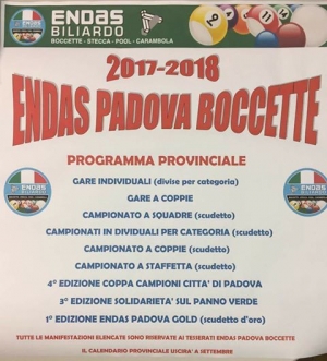 ENDAS Padova Boccette - Programma Provinciale 2017-2018