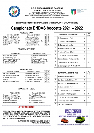 Bollettino n.2 2021-2022 e referti