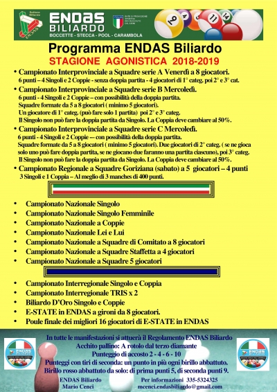 Programma ENDAS BILIARDO 2018-2019