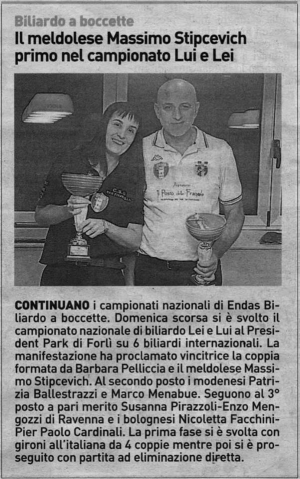 Notizie ENDAS Biliardo dal Resto del Carlino &quot;Forlì Sport&quot;